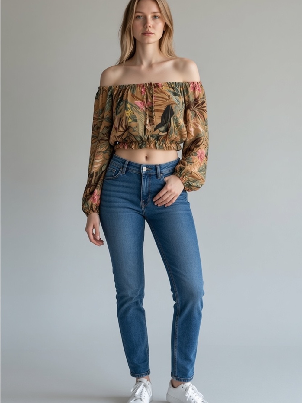 High-Rise Straight Leg Jeans in Classic Blue